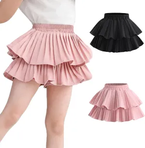2 Pack Girls Ruffle Skirt Girls' Skirts & Skorts Black Ruffle Skirt Girls Skorts Ruffle Skirt