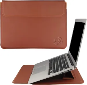 3 in 1 Laptop Sleeve Protective PU Leather Case Waterproof Shockproof Magnetic Closure Adjustable Stand, Mouse Pad Lightweight 11-14 Inch Laptop and Tablet Universal Fit Portable Durable Color Brown