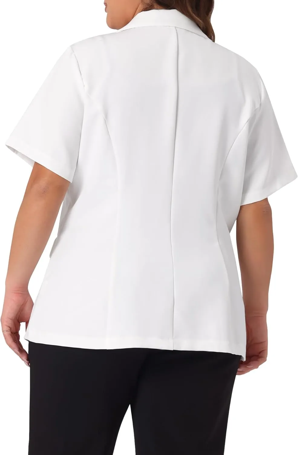 Agnes Orinda Plus Size Casual Blazers for Women Short Sleeve Notched Lapel Button Work Office Blazer Suit Jacket