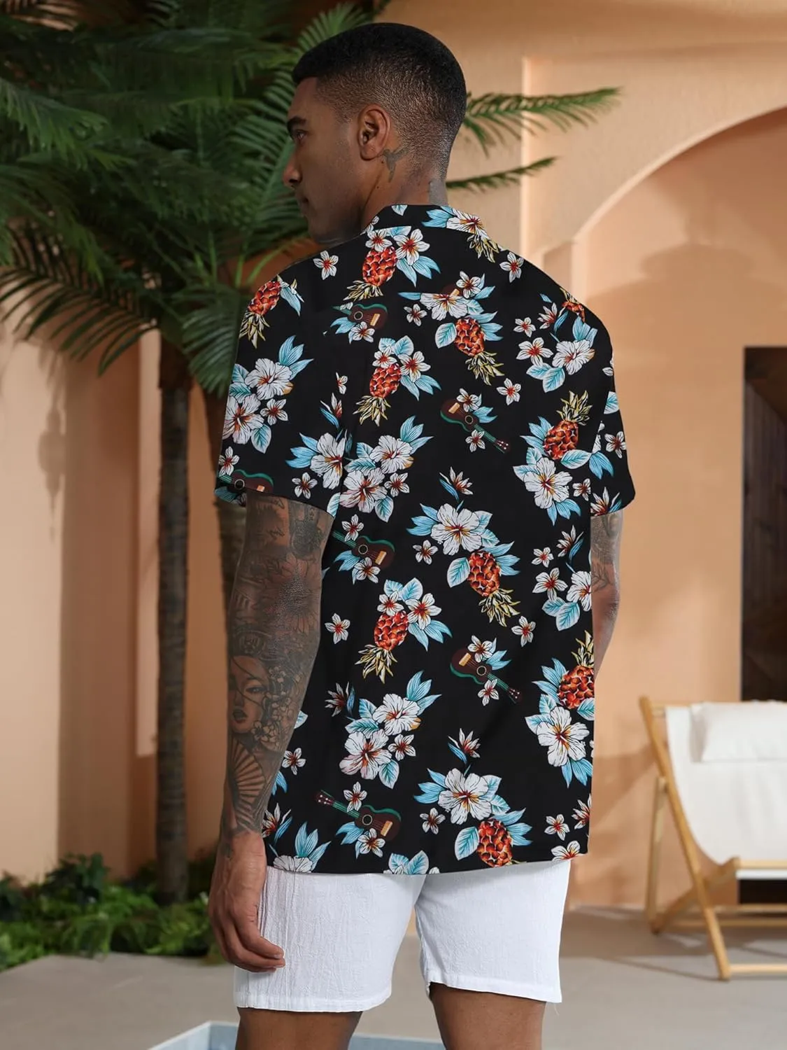Anbech Hawaiian Shirt for Men Short Sleeve Tropical Holiday Beach Button Down Shirts with Pocket