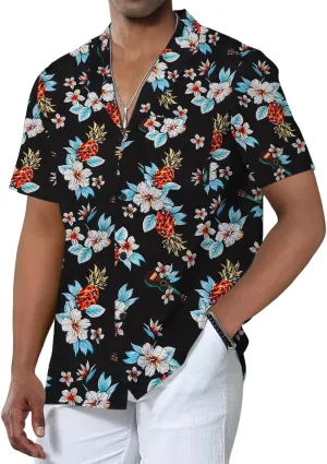 Anbech Hawaiian Shirt for Men Short Sleeve Tropical Holiday Beach Button Down Shirts with Pocket