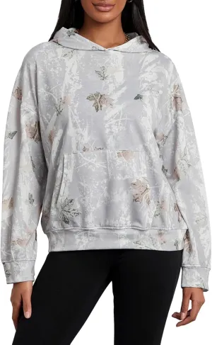 Aopwsrlyi Women's Camo Hoodies Maple Leaf Print Oversized Long Sleeve Pullover Hooded Sweatshirt with Pocket