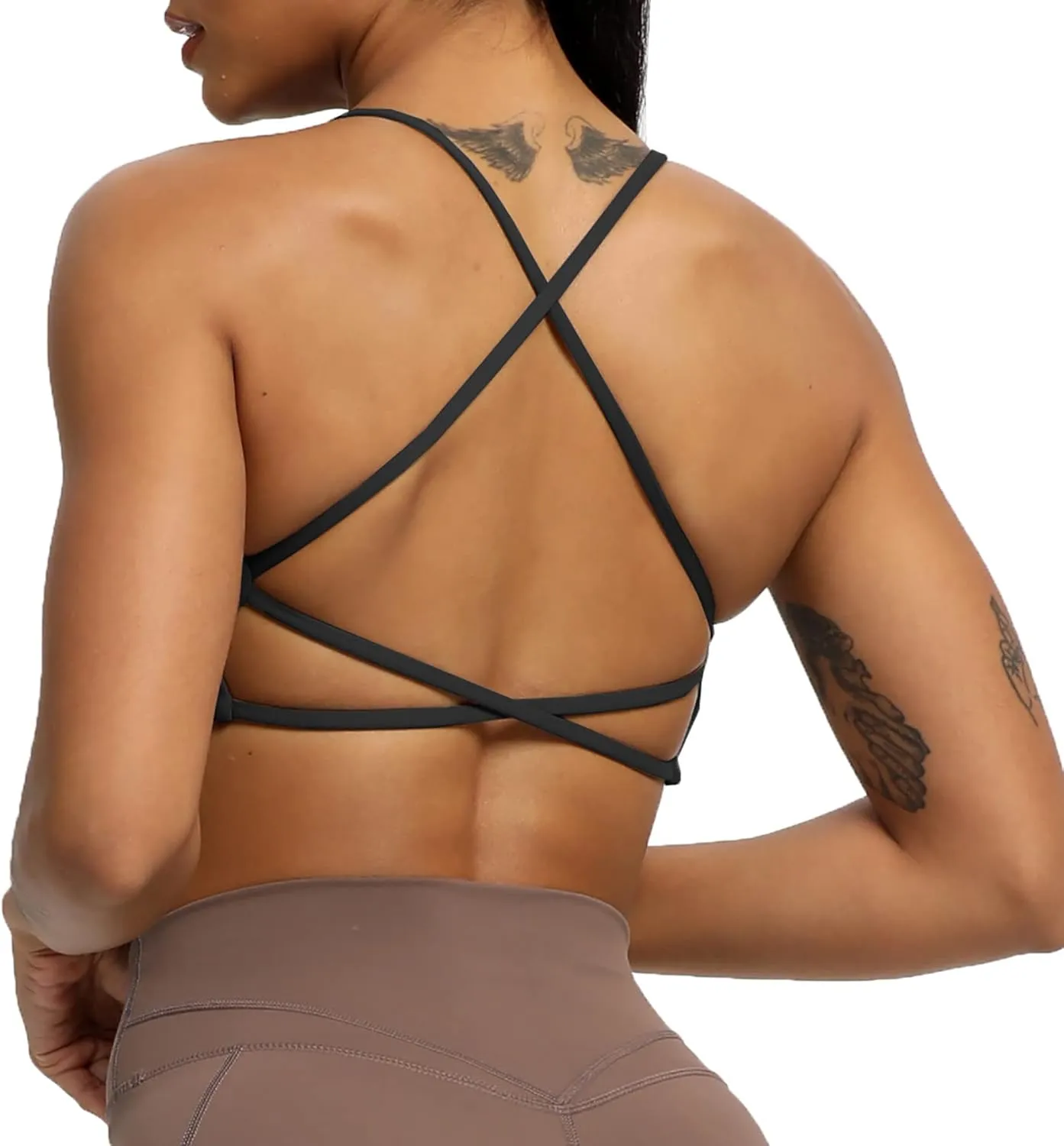 Aoxjox Women's Workout Sports Bras Fitness Backless Padded Ivy Low Impact Bra Yoga Crop Tank Top