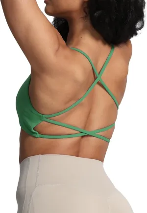 Aoxjox Women's Workout Sports Bras Fitness Backless Padded Ivy Low Impact Bra Yoga Crop Tank Top
