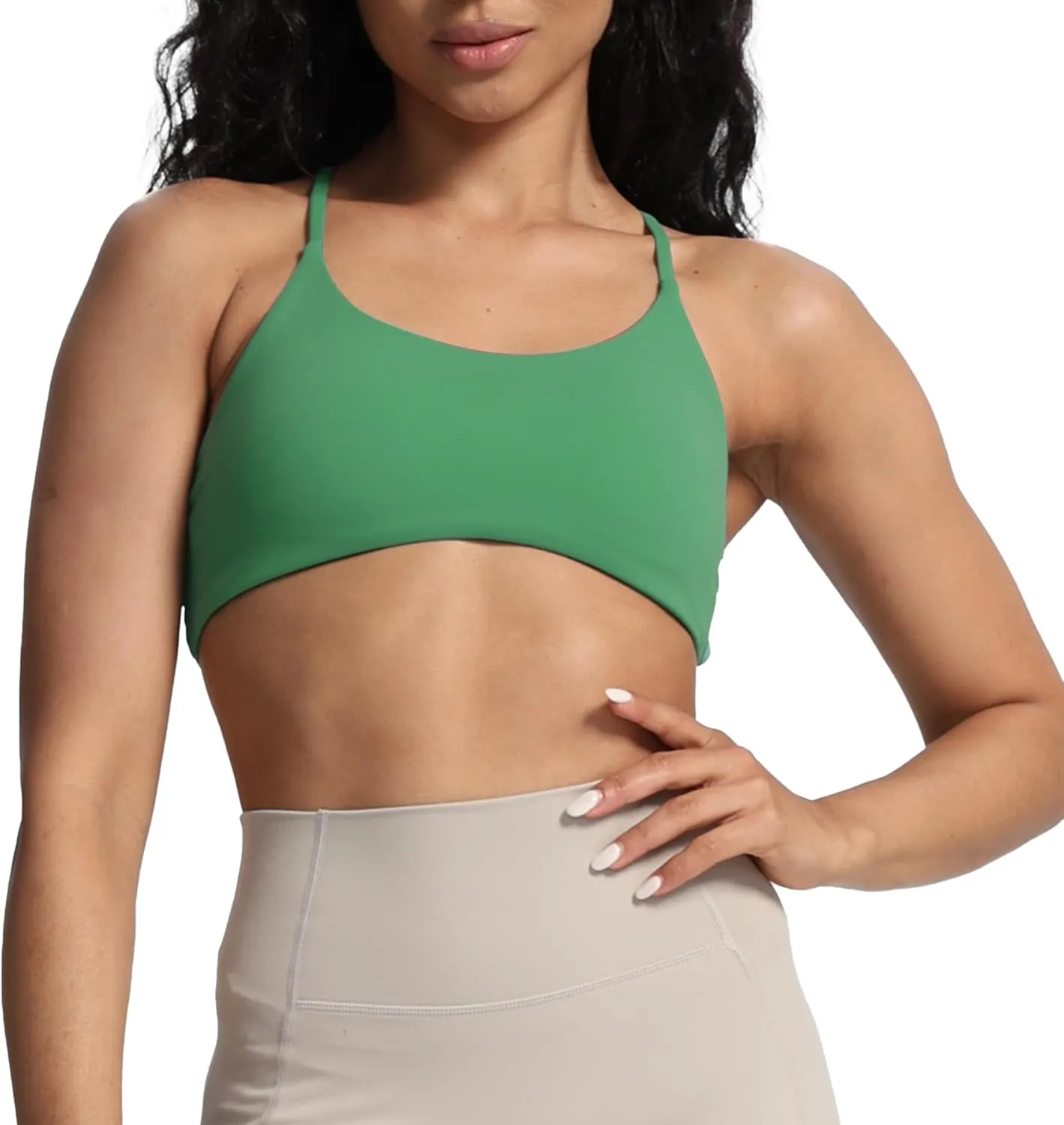 Aoxjox Women's Workout Sports Bras Fitness Backless Padded Ivy Low Impact Bra Yoga Crop Tank Top