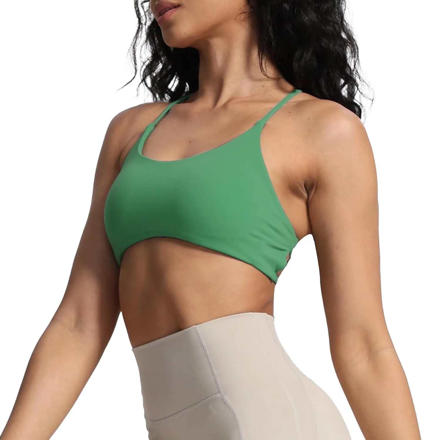 Aoxjox Women's Workout Sports Bras Fitness Backless Padded Ivy Low Impact Bra Yoga Crop Tank Top