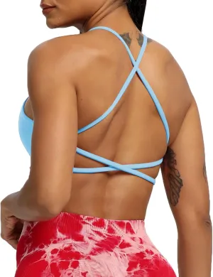 Aoxjox Women's Workout Sports Bras Fitness Backless Padded Ivy Low Impact Bra Yoga Crop Tank Top