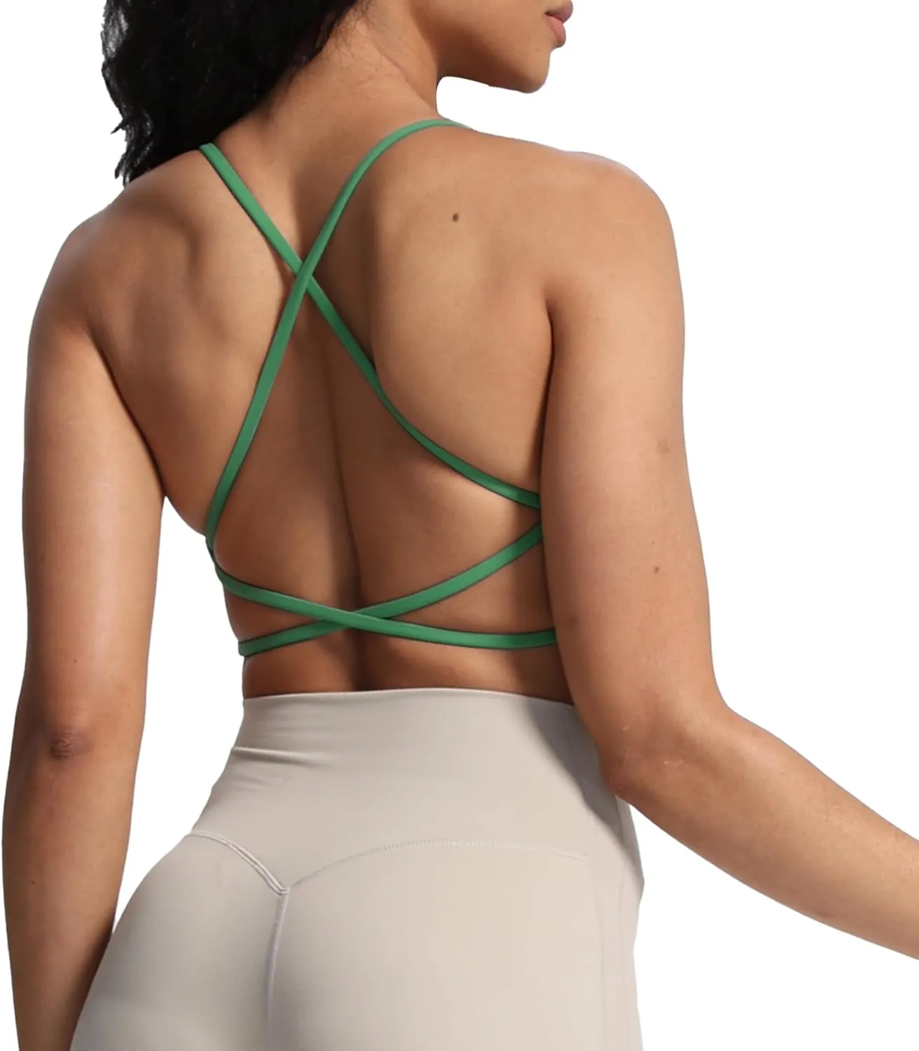 Aoxjox Women's Workout Sports Bras Fitness Backless Padded Ivy Low Impact Bra Yoga Crop Tank Top