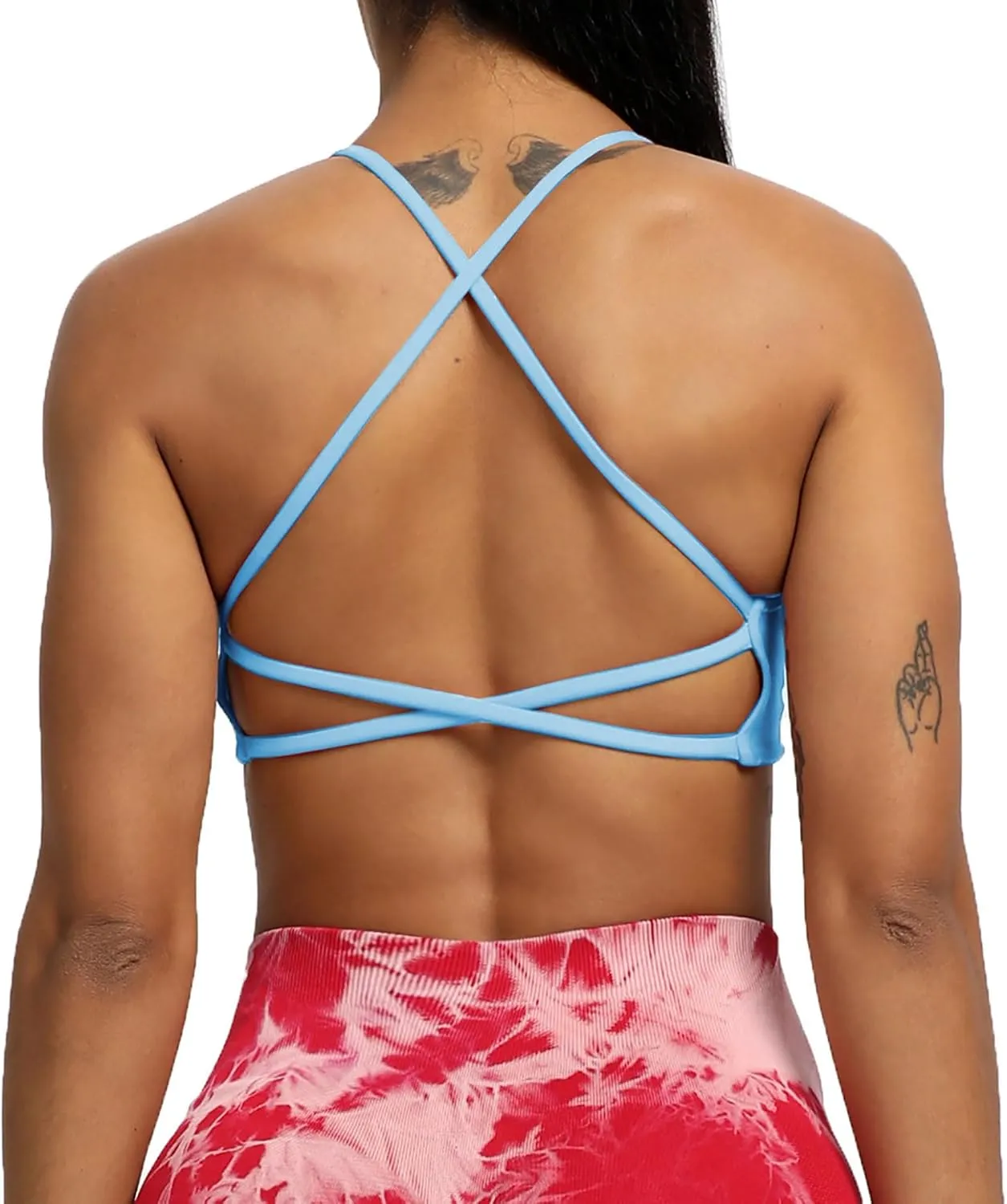 Aoxjox Women's Workout Sports Bras Fitness Backless Padded Ivy Low Impact Bra Yoga Crop Tank Top