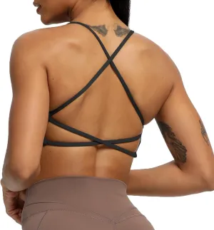 Aoxjox Women's Workout Sports Bras Fitness Backless Padded Ivy Low Impact Bra Yoga Crop Tank Top
