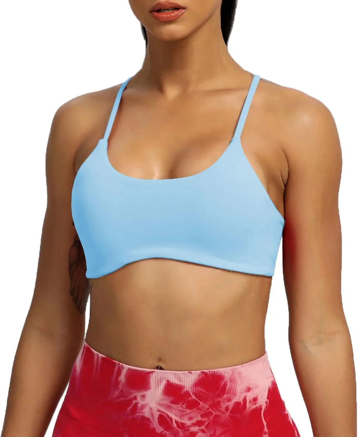 Aoxjox Women's Workout Sports Bras Fitness Backless Padded Ivy Low Impact Bra Yoga Crop Tank Top
