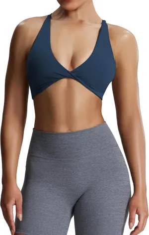 Aoxjox Women's Workout Sports Bras Fitness Backless Padded Sienna Low Impact Bra Yoga Crop Tank Top