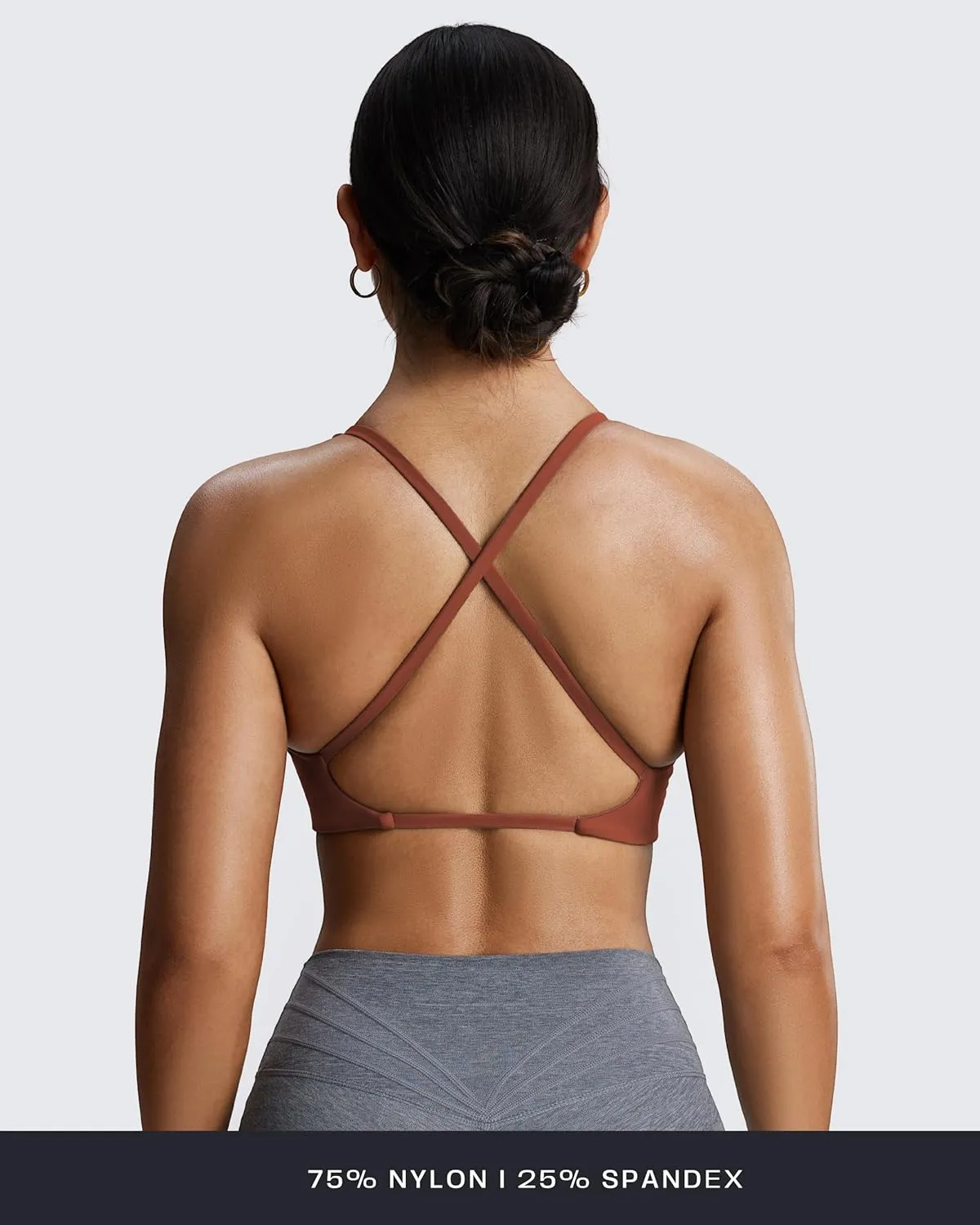 Aoxjox Women's Workout Sports Bras Fitness Backless Padded Sienna Low Impact Bra Yoga Crop Tank Top