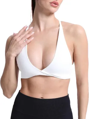 Aoxjox Women's Workout Sports Bras Fitness Backless Padded Sienna Low Impact Bra Yoga Crop Tank Top