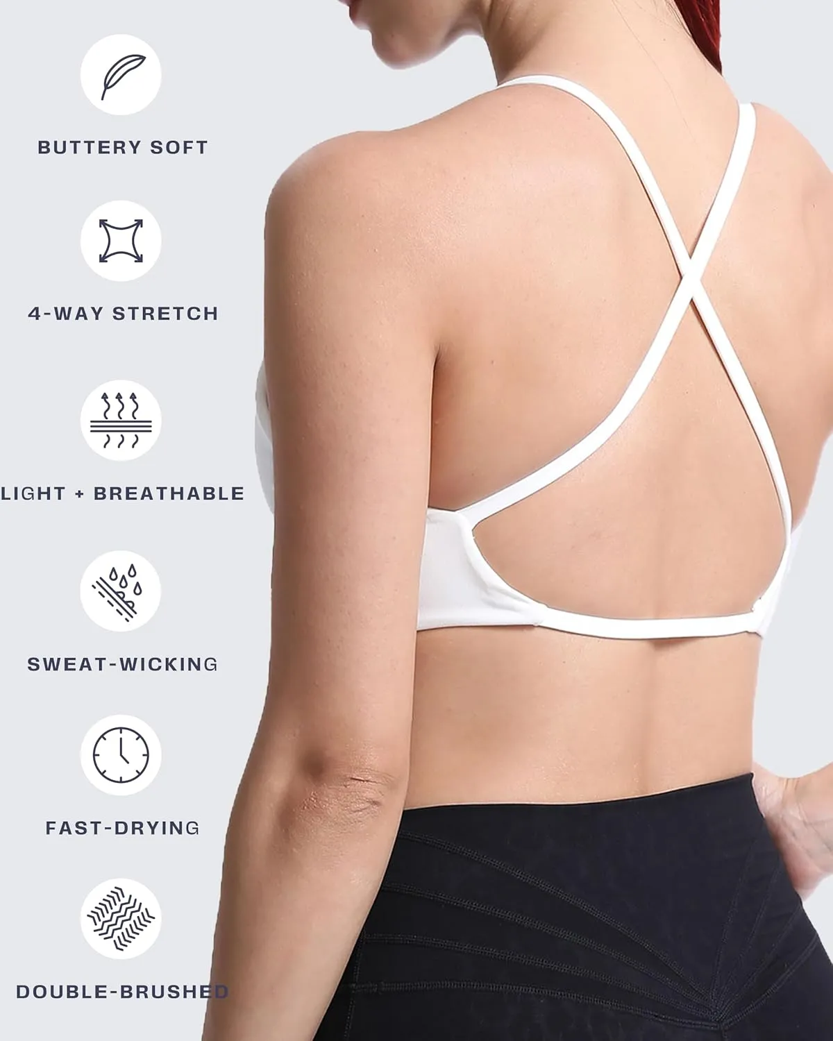 Aoxjox Women's Workout Sports Bras Fitness Backless Padded Sienna Low Impact Bra Yoga Crop Tank Top