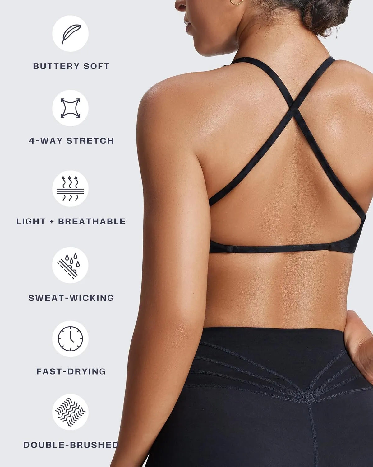 Aoxjox Women's Workout Sports Bras Fitness Backless Padded Sienna Low Impact Bra Yoga Crop Tank Top