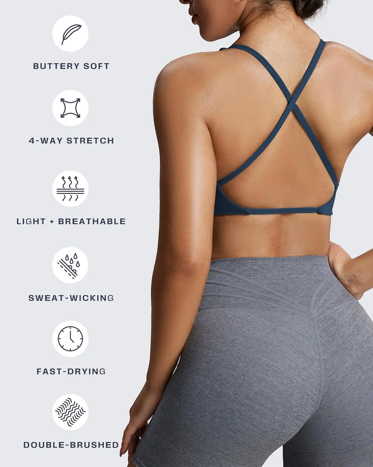 Aoxjox Women's Workout Sports Bras Fitness Backless Padded Sienna Low Impact Bra Yoga Crop Tank Top