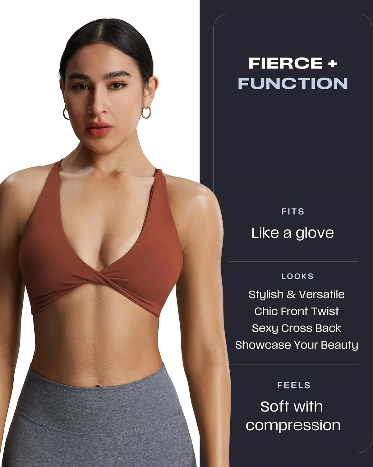Aoxjox Women's Workout Sports Bras Fitness Backless Padded Sienna Low Impact Bra Yoga Crop Tank Top