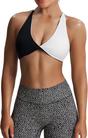 Aoxjox Women's Workout Sports Bras Fitness Backless Padded Sienna Low Impact Bra Yoga Crop Tank Top