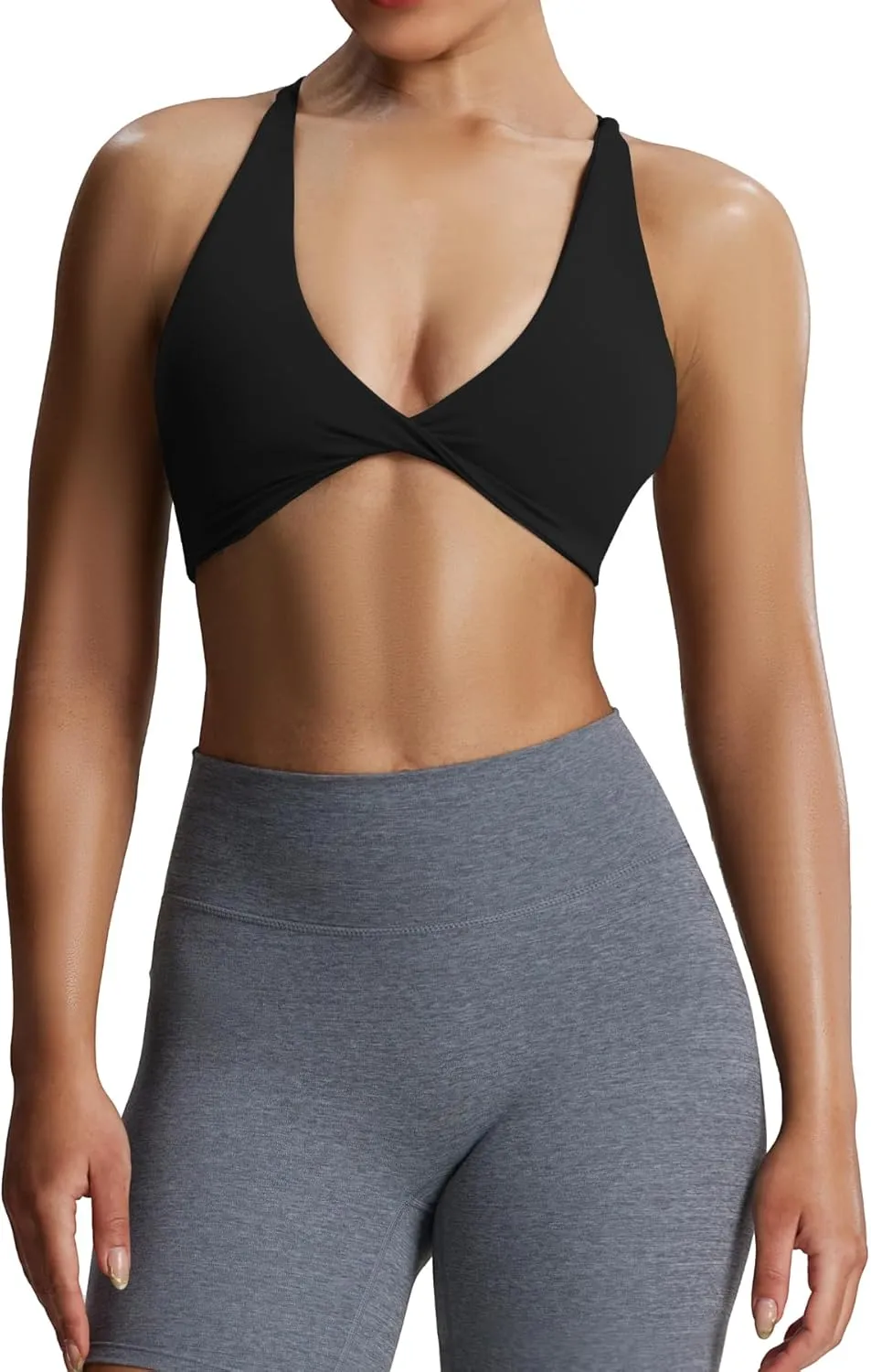 Aoxjox Women's Workout Sports Bras Fitness Backless Padded Sienna Low Impact Bra Yoga Crop Tank Top
