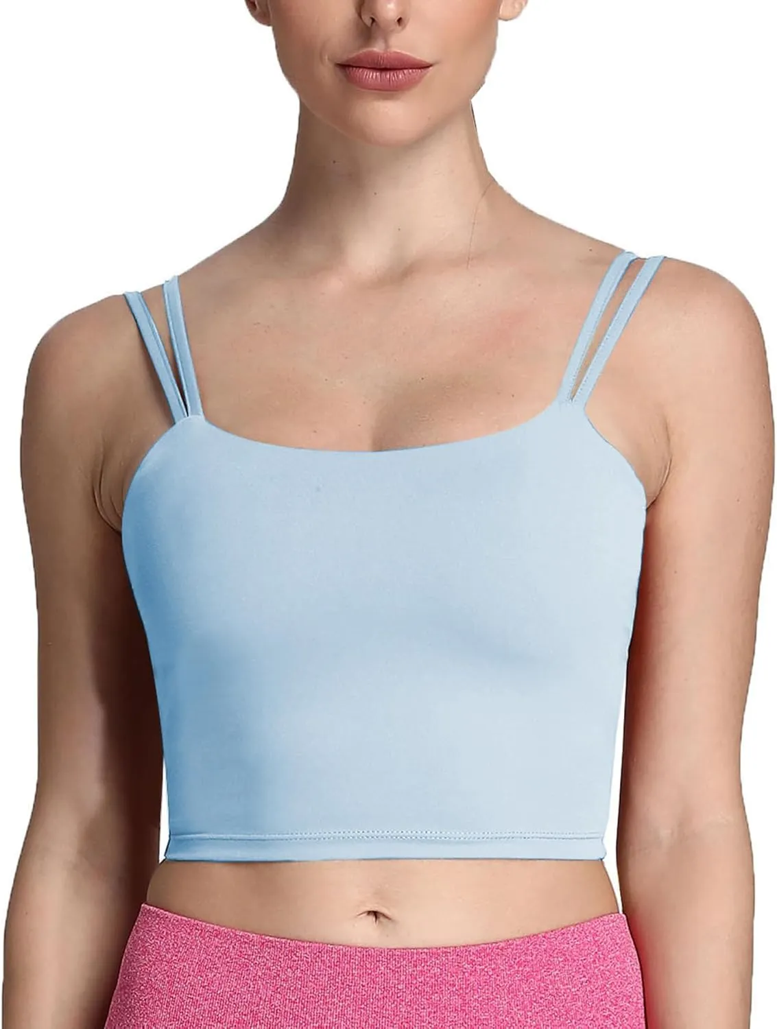 Aoxjox Women's Workout Sports Bras Fitness Padded Backless Yoga Crop Tank Top Twist Back Cami