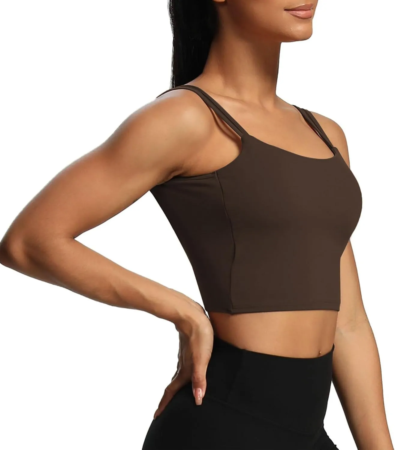 Aoxjox Women's Workout Sports Bras Fitness Padded Backless Yoga Crop Tank Top Twist Back Cami