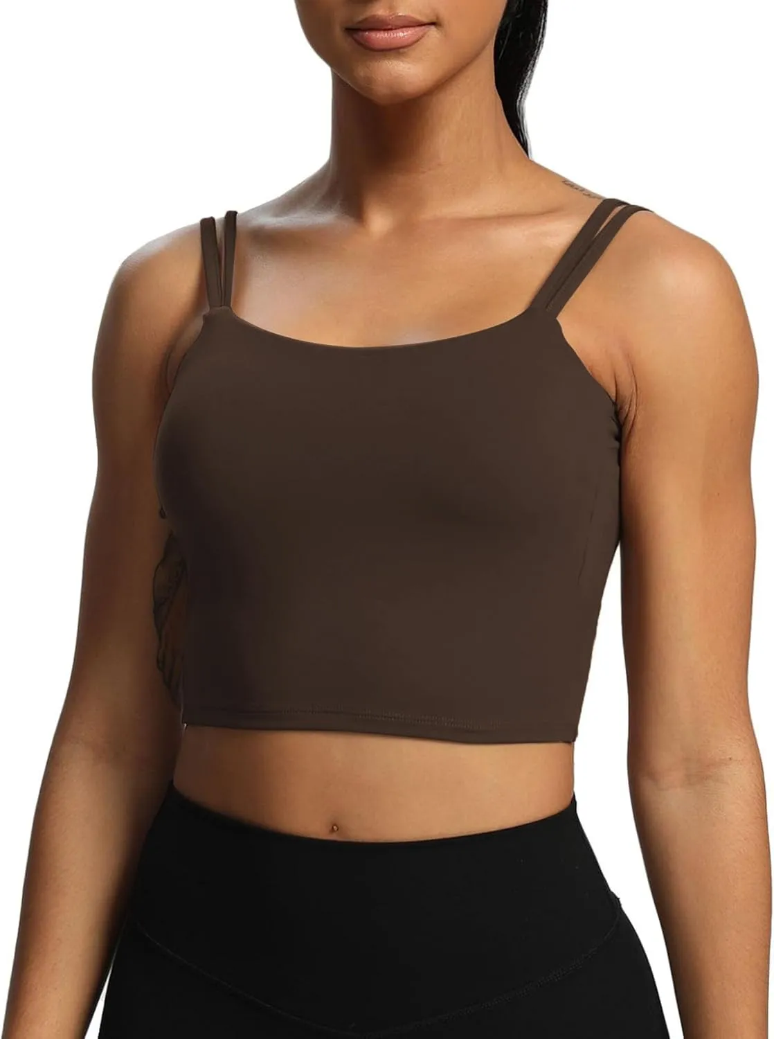 Aoxjox Women's Workout Sports Bras Fitness Padded Backless Yoga Crop Tank Top Twist Back Cami