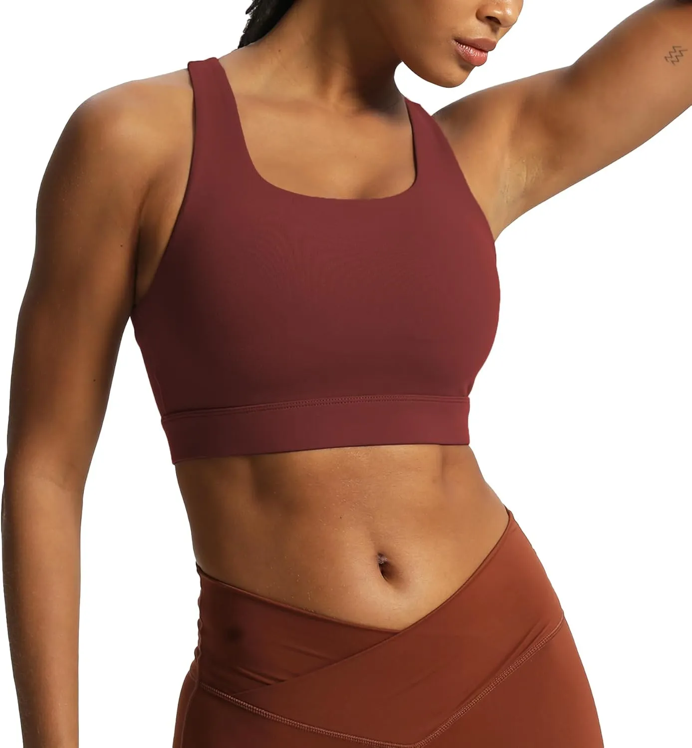 Aoxjox Women's Workout Sports Bras High Impact Fitness Backless Padded Training Gym Khloe Bra Yoga Crop Tank Top