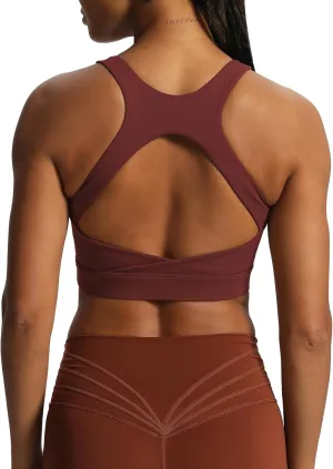 Aoxjox Women's Workout Sports Bras High Impact Fitness Backless Padded Training Gym Khloe Bra Yoga Crop Tank Top