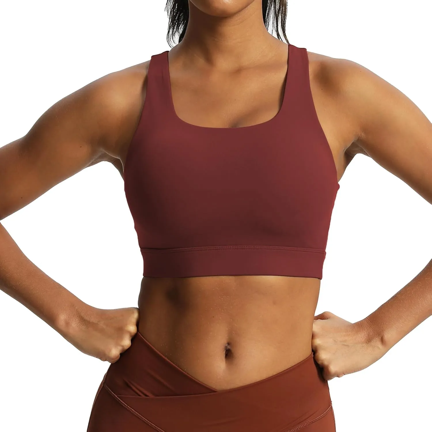 Aoxjox Women's Workout Sports Bras High Impact Fitness Backless Padded Training Gym Khloe Bra Yoga Crop Tank Top