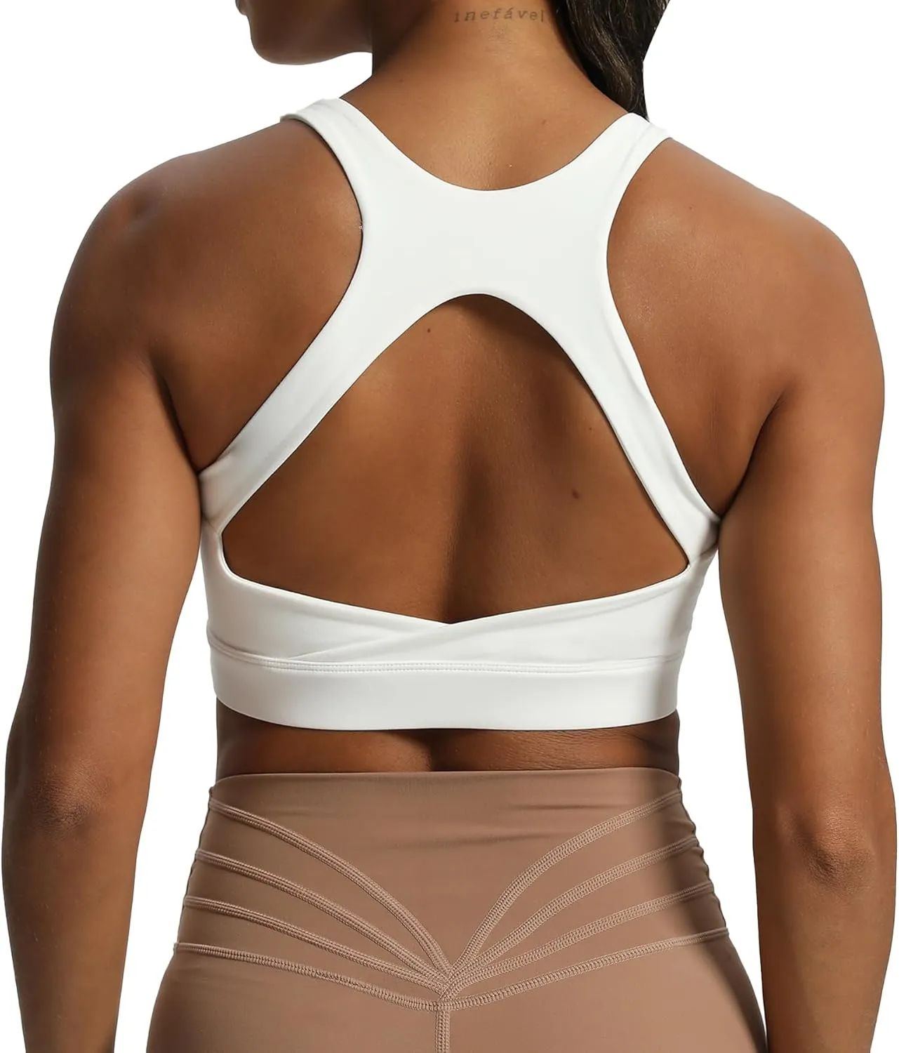 Aoxjox Women's Workout Sports Bras High Impact Fitness Backless Padded Training Gym Khloe Bra Yoga Crop Tank Top