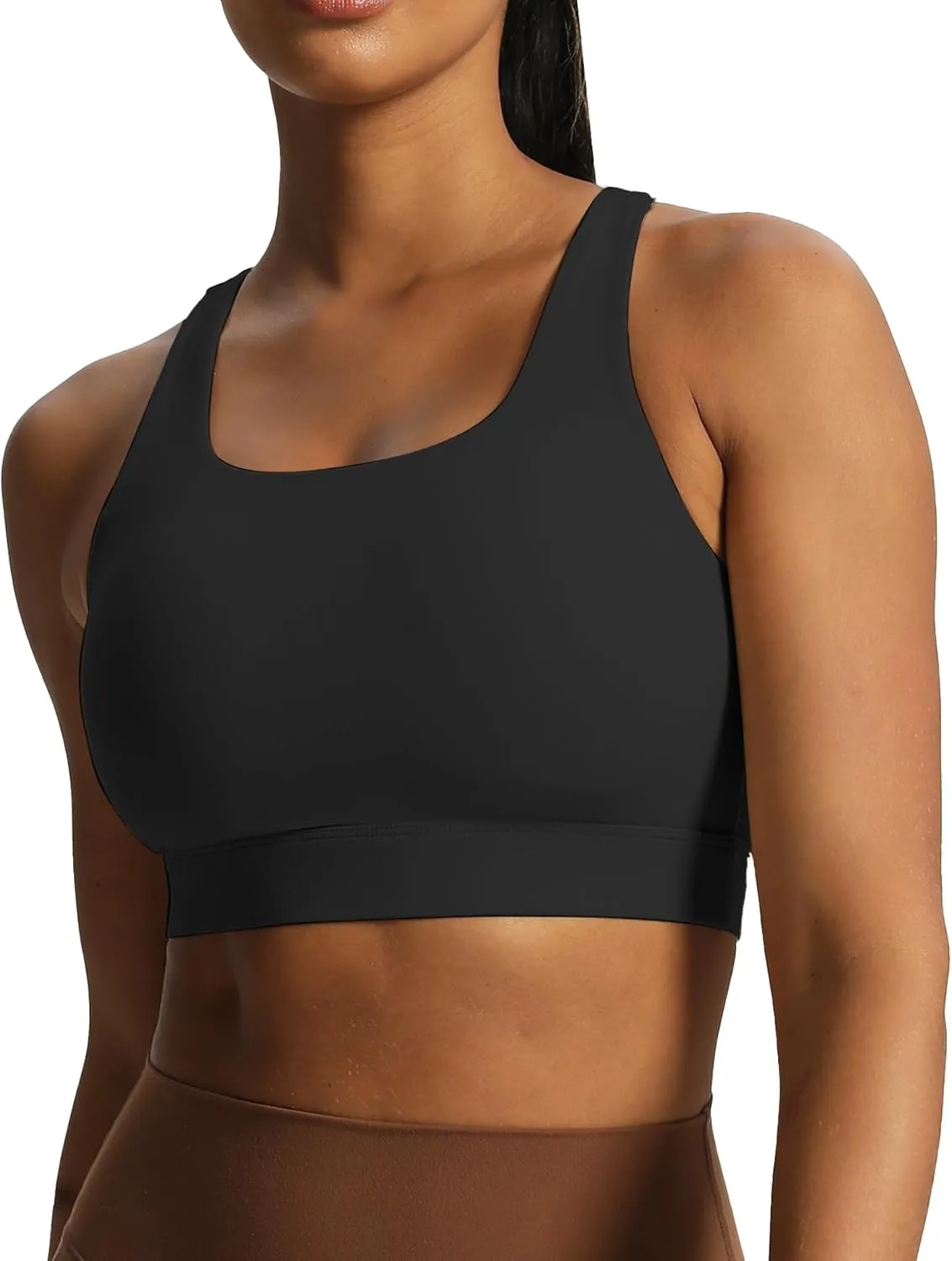 Aoxjox Women's Workout Sports Bras High Impact Fitness Backless Padded Training Gym Khloe Bra Yoga Crop Tank Top