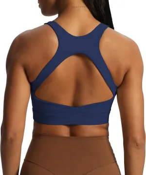 Aoxjox Women's Workout Sports Bras High Impact Fitness Backless Padded Training Gym Khloe Bra Yoga Crop Tank Top