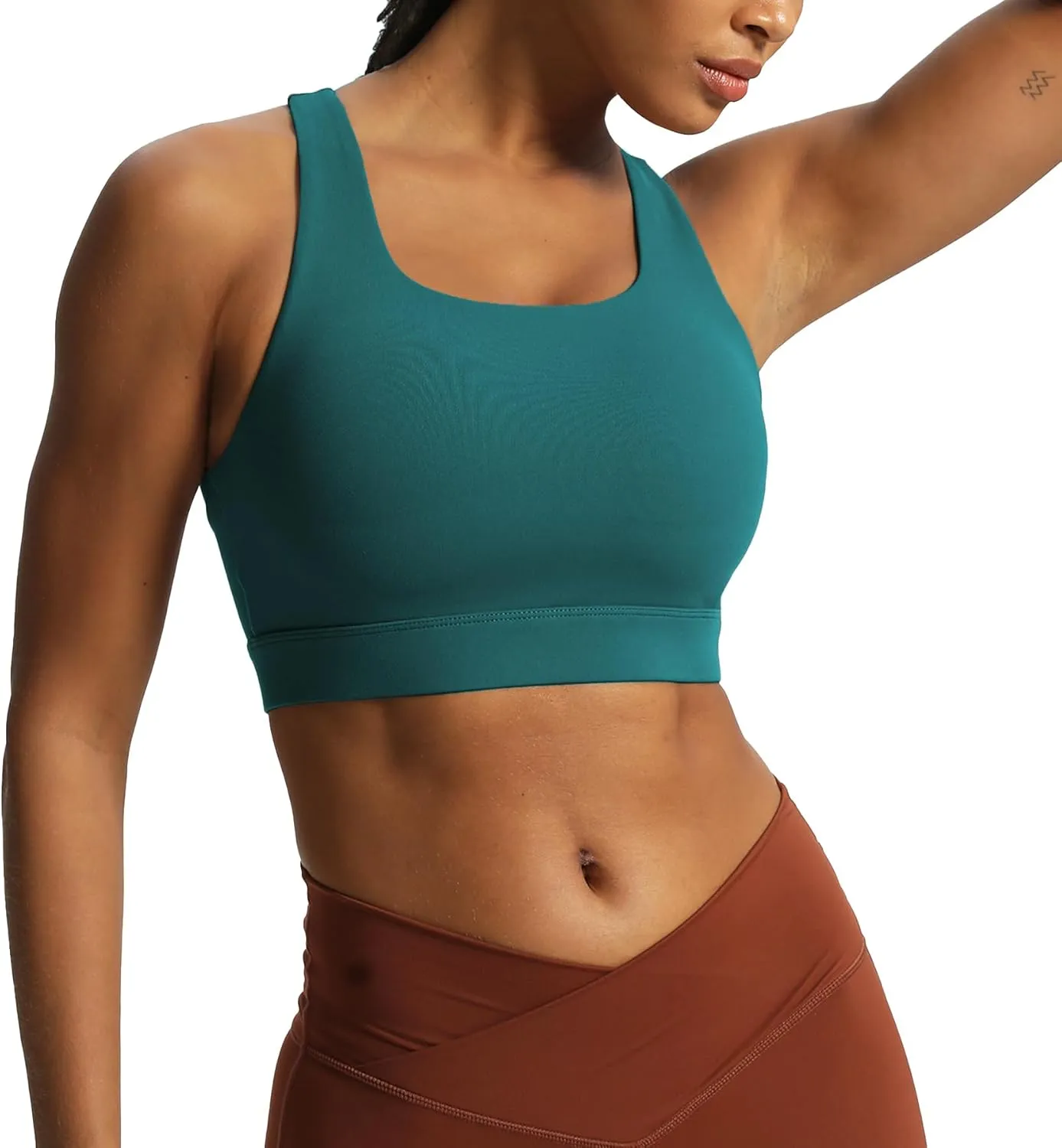 Aoxjox Women's Workout Sports Bras High Impact Fitness Backless Padded Training Gym Khloe Bra Yoga Crop Tank Top
