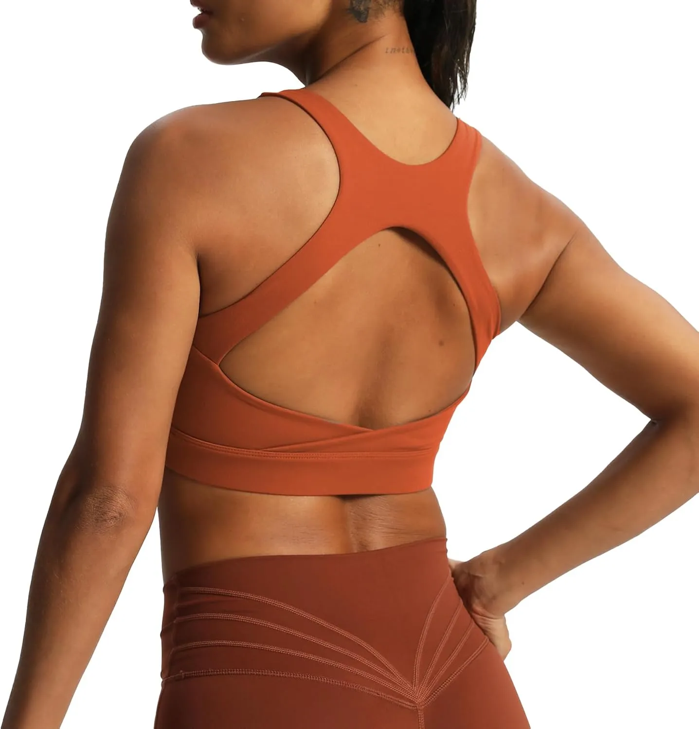 Aoxjox Women's Workout Sports Bras High Impact Fitness Backless Padded Training Gym Khloe Bra Yoga Crop Tank Top