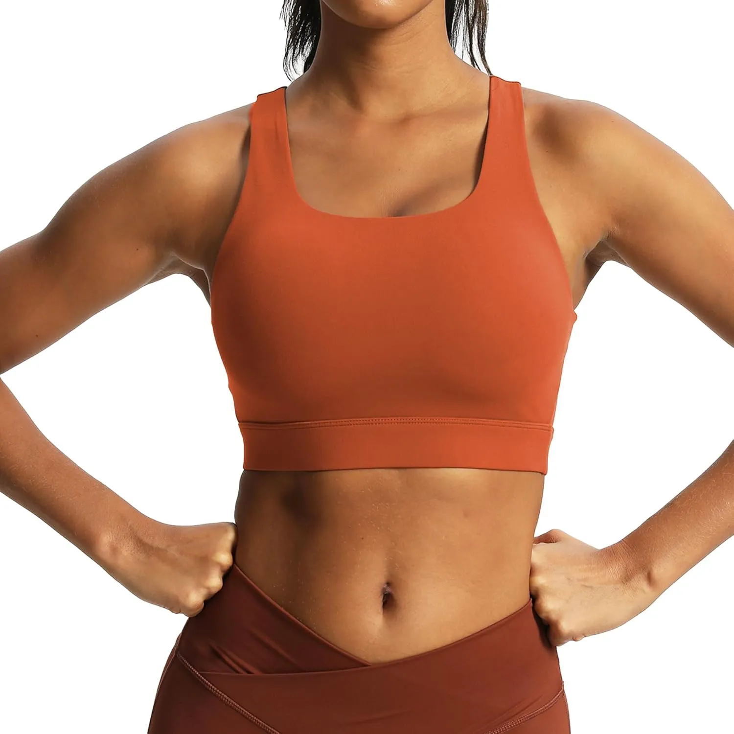 Aoxjox Women's Workout Sports Bras High Impact Fitness Backless Padded Training Gym Khloe Bra Yoga Crop Tank Top