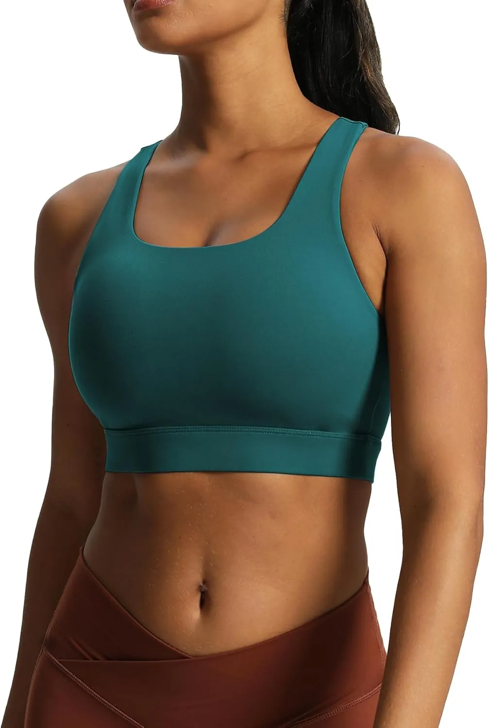 Aoxjox Women's Workout Sports Bras High Impact Fitness Backless Padded Training Gym Khloe Bra Yoga Crop Tank Top