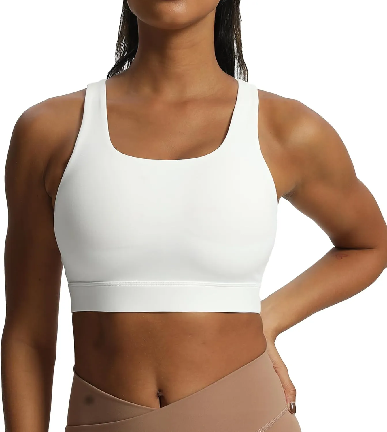 Aoxjox Women's Workout Sports Bras High Impact Fitness Backless Padded Training Gym Khloe Bra Yoga Crop Tank Top
