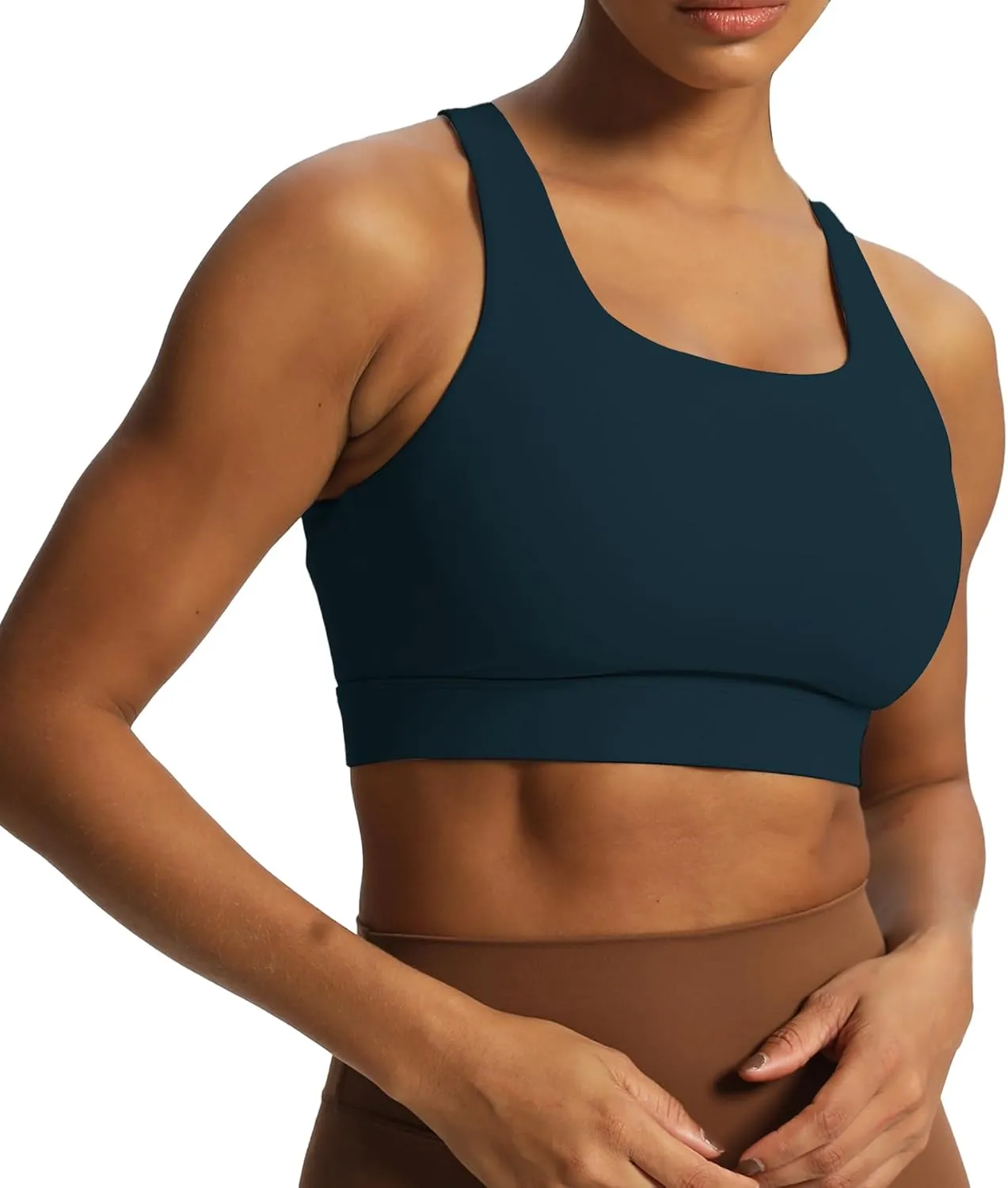 Aoxjox Women's Workout Sports Bras High Impact Fitness Backless Padded Training Gym Khloe Bra Yoga Crop Tank Top