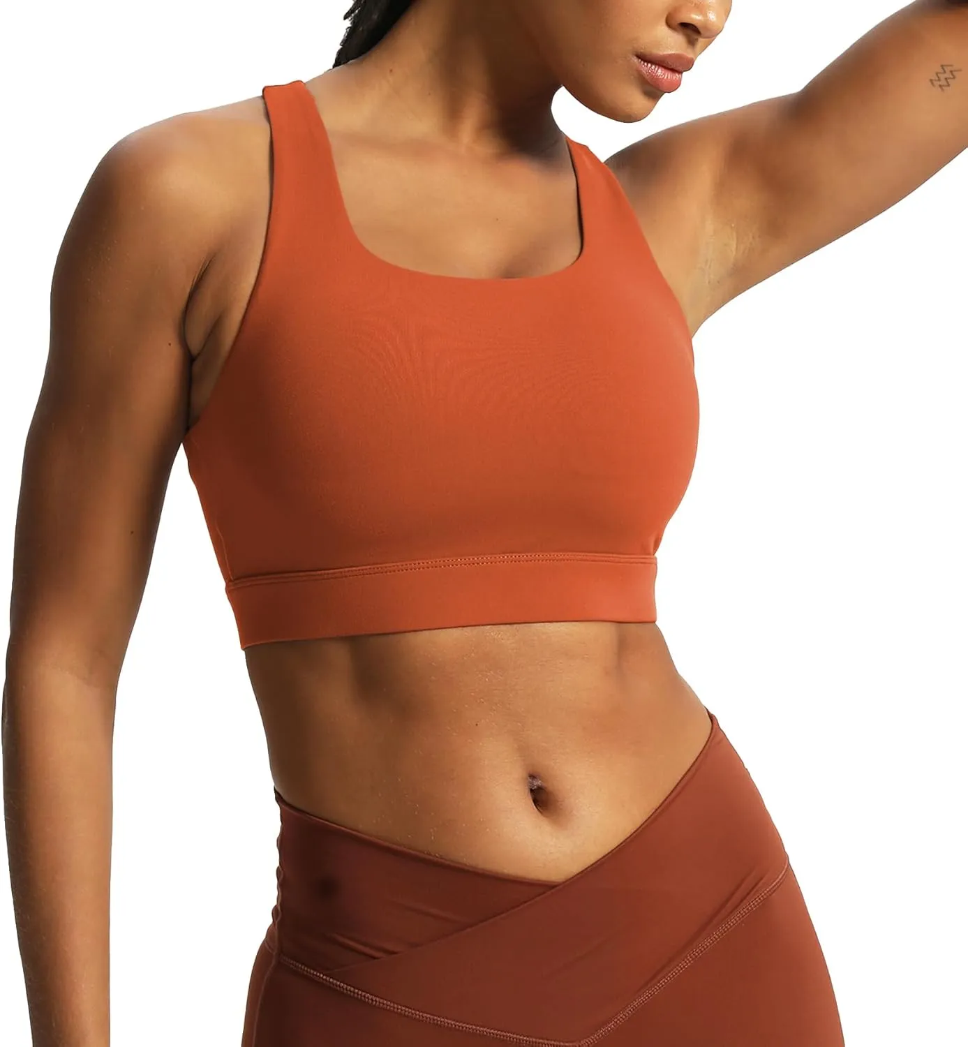 Aoxjox Women's Workout Sports Bras High Impact Fitness Backless Padded Training Gym Khloe Bra Yoga Crop Tank Top
