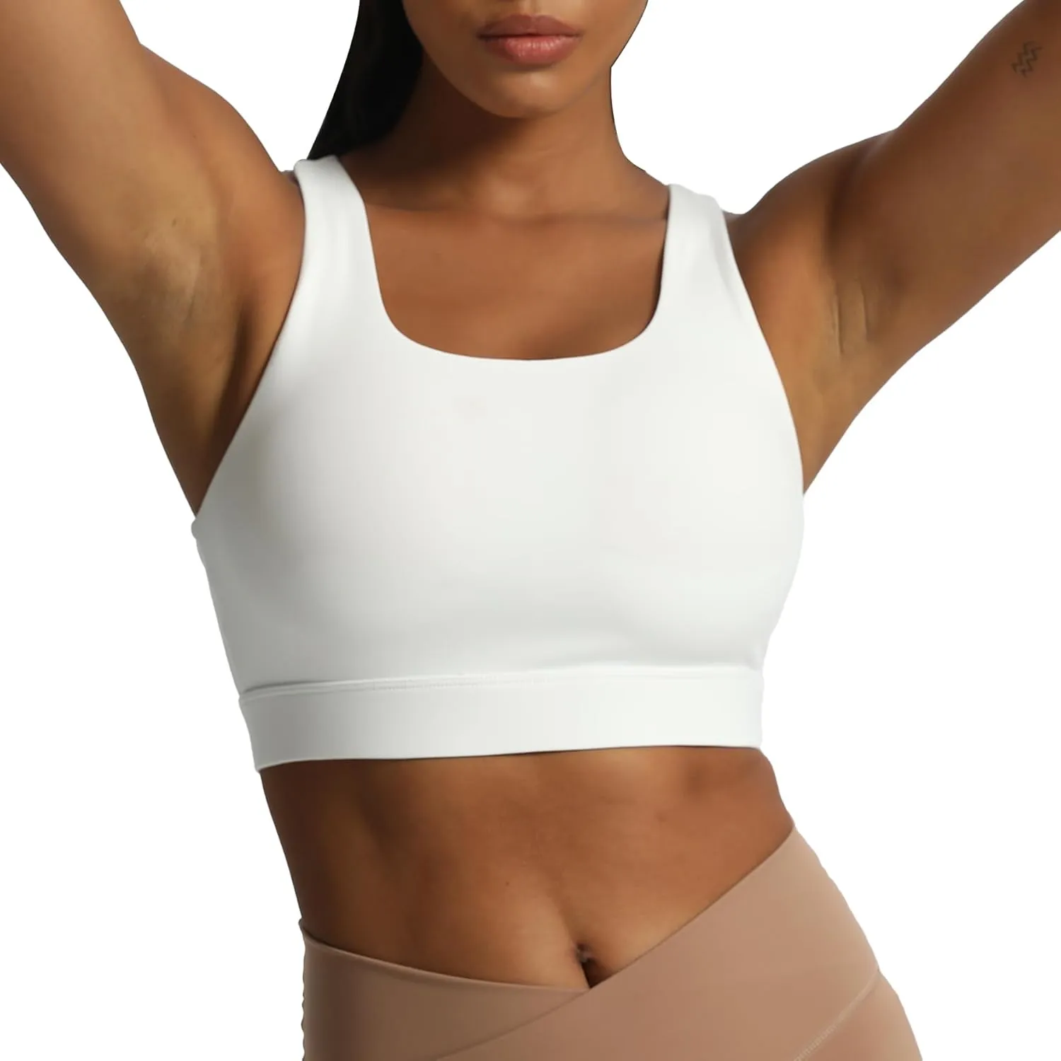Aoxjox Women's Workout Sports Bras High Impact Fitness Backless Padded Training Gym Khloe Bra Yoga Crop Tank Top