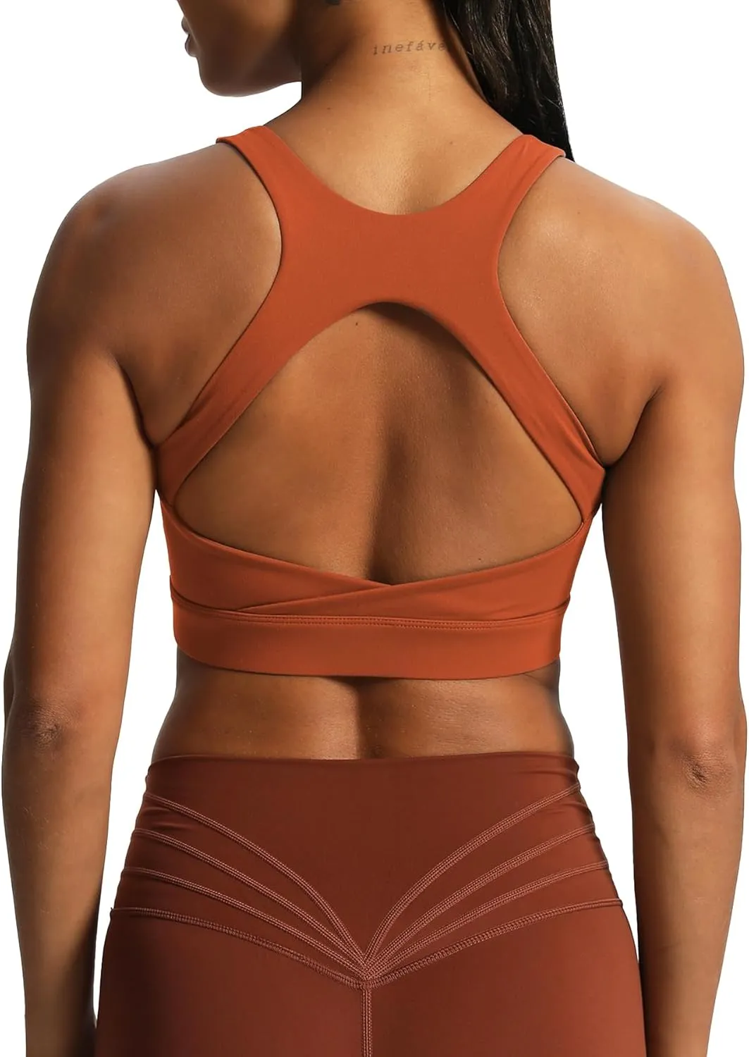Aoxjox Women's Workout Sports Bras High Impact Fitness Backless Padded Training Gym Khloe Bra Yoga Crop Tank Top