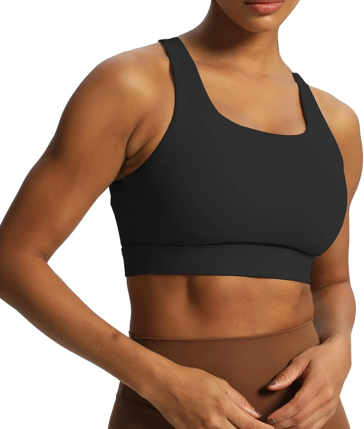 Aoxjox Women's Workout Sports Bras High Impact Fitness Backless Padded Training Gym Khloe Bra Yoga Crop Tank Top