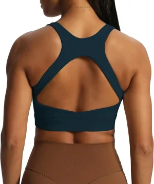 Aoxjox Women's Workout Sports Bras High Impact Fitness Backless Padded Training Gym Khloe Bra Yoga Crop Tank Top
