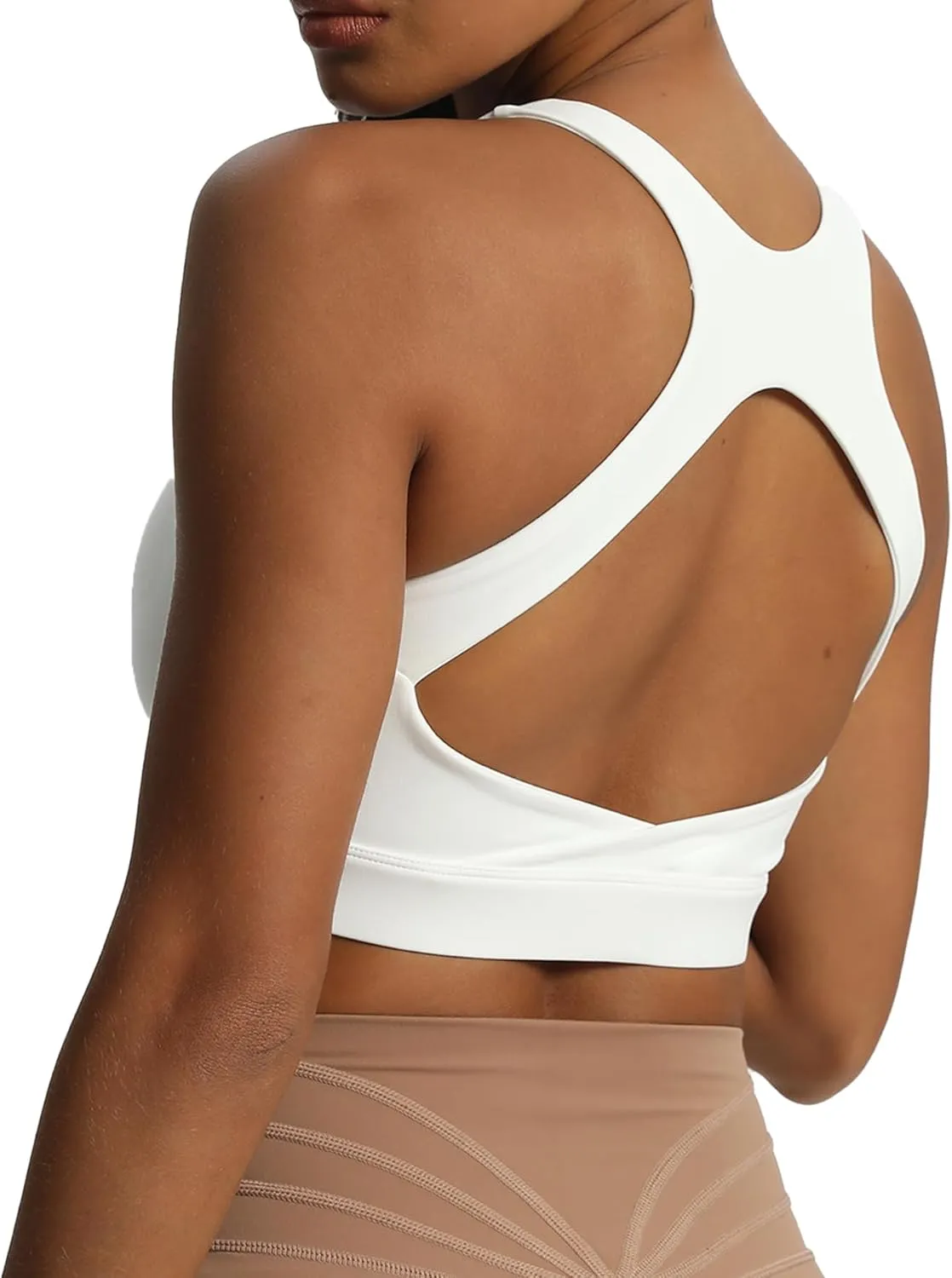Aoxjox Women's Workout Sports Bras High Impact Fitness Backless Padded Training Gym Khloe Bra Yoga Crop Tank Top