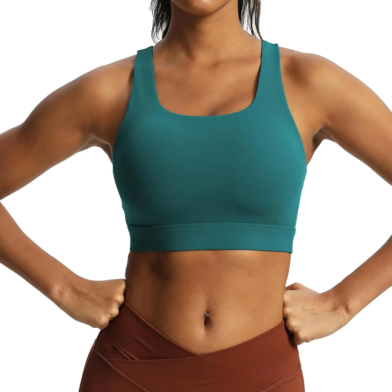 Aoxjox Women's Workout Sports Bras High Impact Fitness Backless Padded Training Gym Khloe Bra Yoga Crop Tank Top