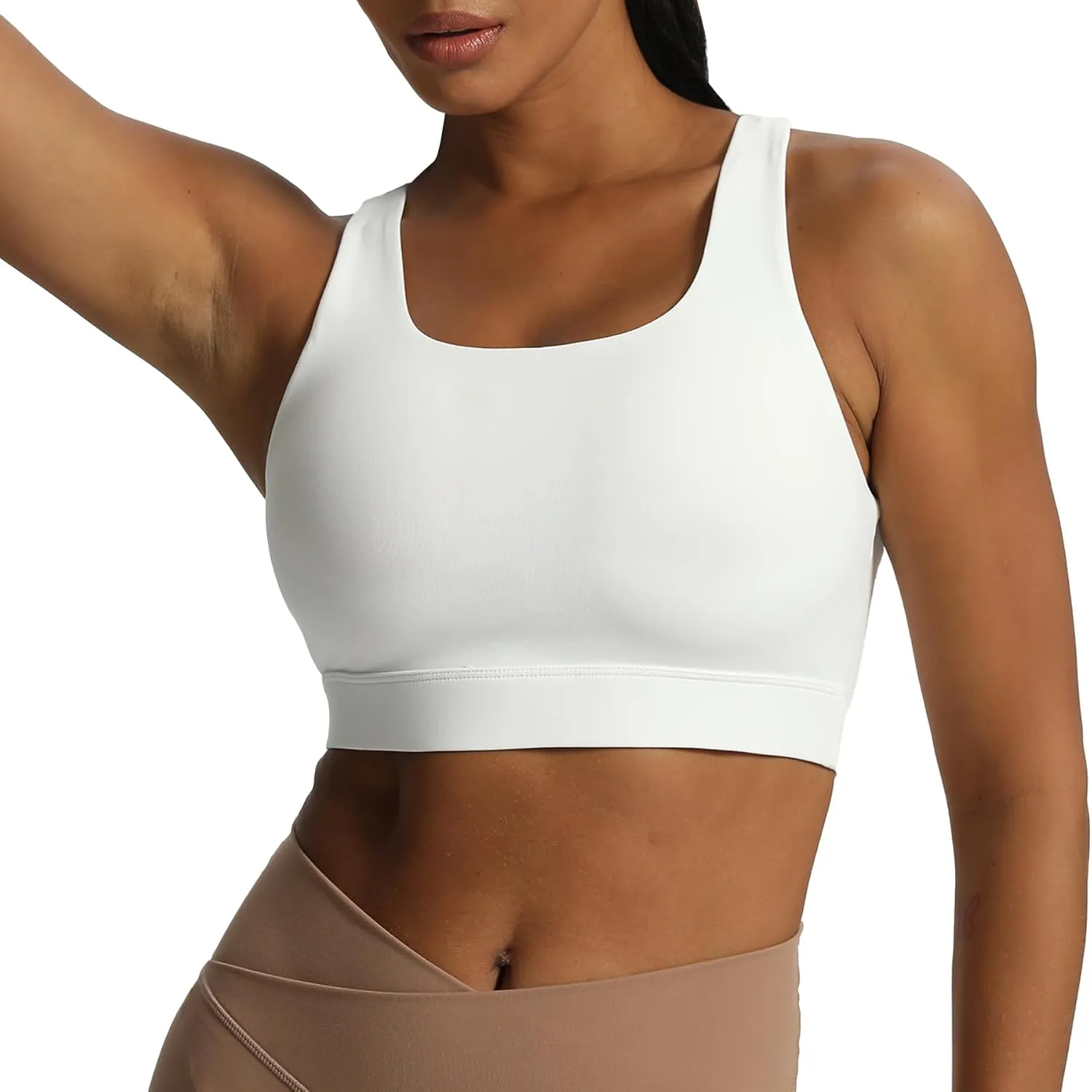 Aoxjox Women's Workout Sports Bras High Impact Fitness Backless Padded Training Gym Khloe Bra Yoga Crop Tank Top
