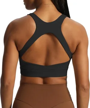 Aoxjox Women's Workout Sports Bras High Impact Fitness Backless Padded Training Gym Khloe Bra Yoga Crop Tank Top