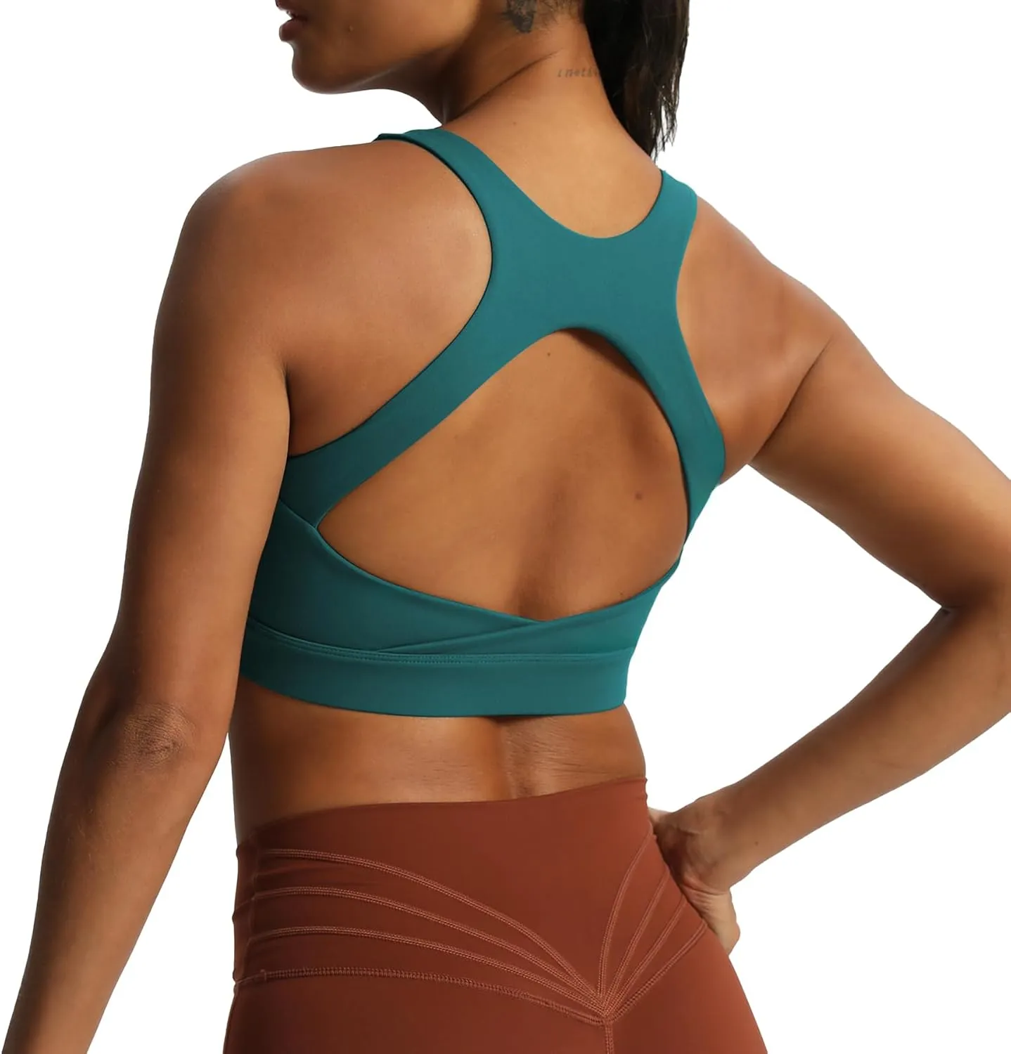 Aoxjox Women's Workout Sports Bras High Impact Fitness Backless Padded Training Gym Khloe Bra Yoga Crop Tank Top