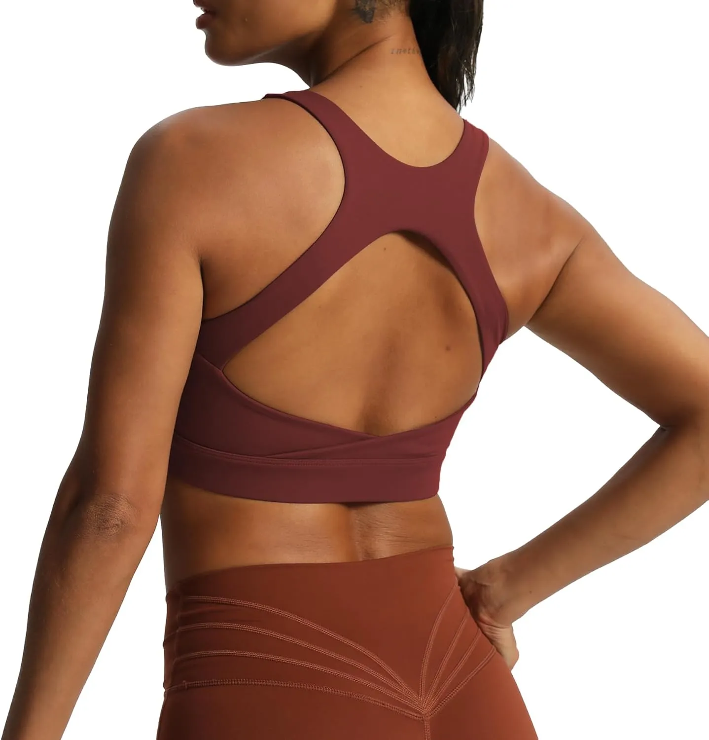 Aoxjox Women's Workout Sports Bras High Impact Fitness Backless Padded Training Gym Khloe Bra Yoga Crop Tank Top